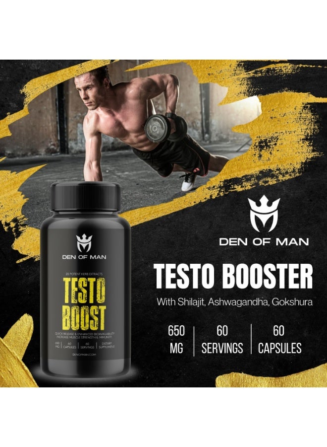 DEN OF MAN Testo Booster Capsules For Men 650mg Per Serving 60 Count pack of 2 - Image 2